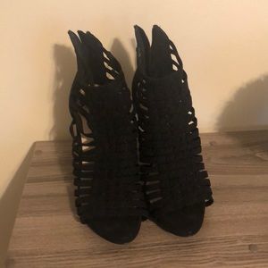 4inch heeled black suede